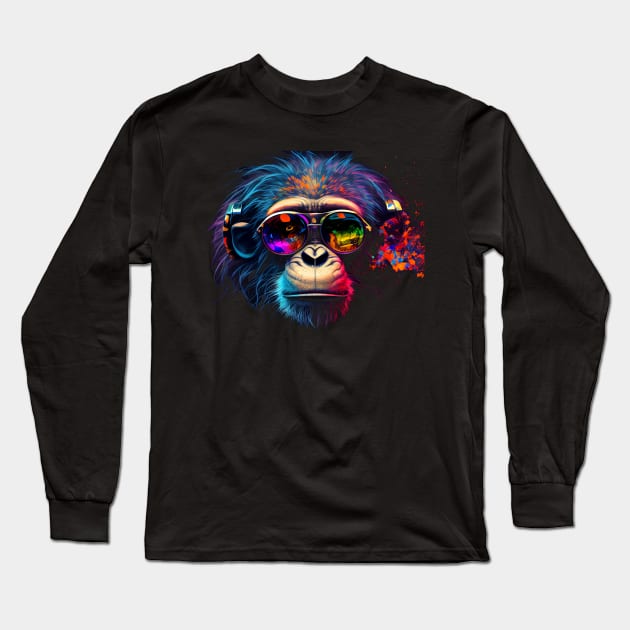 Techno Monkey 3 Long Sleeve T-Shirt by Discover Madness